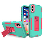 For iPhone XS / X / Green + Rose Red
