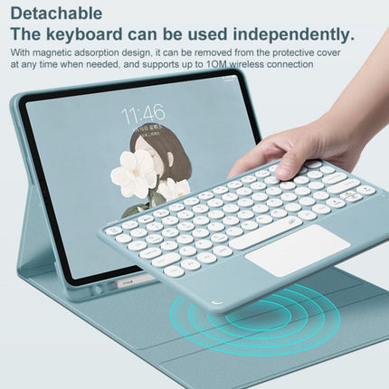 Round Cap Bluetooth Keyboard Leather Case with Pen Slot for Samsung Galaxy Tab S6 Lite / S7 / A7 10.4 2020