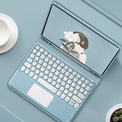 Round Cap Bluetooth Keyboard Leather Case with Pen Slot for Samsung Galaxy Tab S6 Lite / S7 / A7 10.4 2020