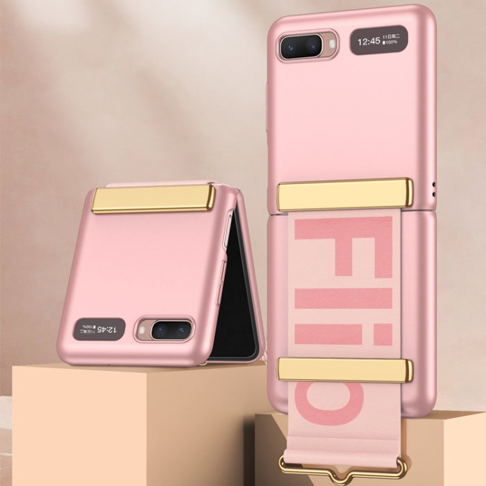 GKK Ultra-thin Full Coverage Phone Flip Case with Wristband, For Samsung Galaxy Z Flip