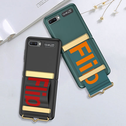 GKK Ultra-thin Full Coverage Phone Flip Case with Wristband, For Samsung Galaxy Z Flip
