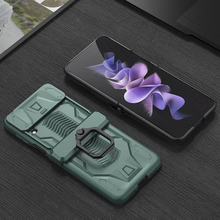 GKK Sliding Camshield Magnetic Armor Flip Phone Case with Ring Holder, For Samsung Galaxy Z Flip3 5G