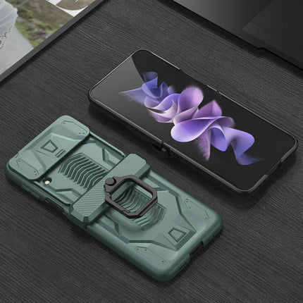 GKK Sliding Camshield Magnetic Armor Flip Phone Case with Ring Holder, For Samsung Galaxy Z Flip3 5G