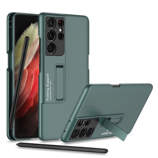 GKK Ultra-thin Shockproof Phone Case with Holder & Pen Slots & Stylus Pen, For Samsung Galaxy S21 Ultra 5G