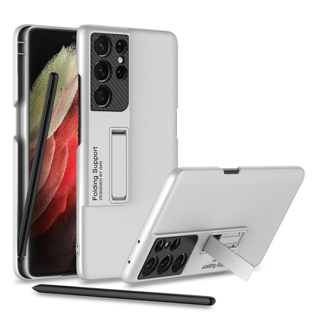 GKK Ultra-thin Shockproof Phone Case with Holder & Pen Slots & Stylus Pen, For Samsung Galaxy S21 Ultra 5G