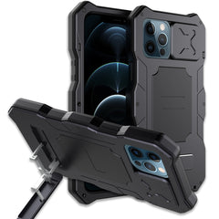 Metal + Silicone Sliding Camshield Holder Phone Case, For iPhone 13, For iPhone 13 Pro, For iPhone 13 Pro Max, For iPhone 12 / 12 Pro