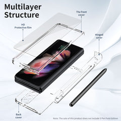 360 Full Body Hinge Flip Phone Case with Pen Slot, For Samsung Galaxy Z Fold3 5G with Pen Slot