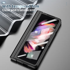 360 Full Body Electroplating Hinge Phone Case with Stylus, For Samsung Galaxy Z Fold3 5G with Film