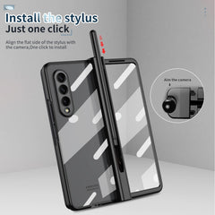 360 Full Body Electroplating Hinge Phone Case with Stylus, For Samsung Galaxy Z Fold3 5G with Film
