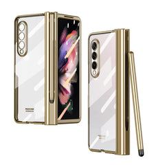 360 Full Body Electroplating Hinge Phone Case with Stylus, For Samsung Galaxy Z Fold3 5G with Film
