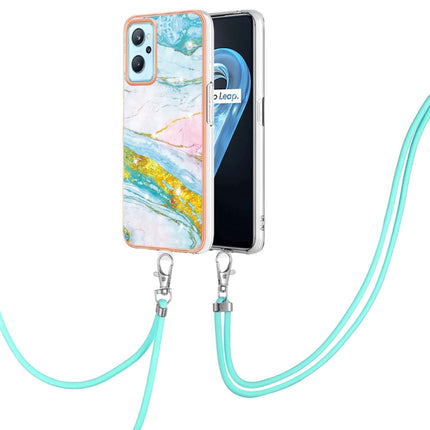 Electroplating Marble Pattern TPU Phone Case with Lanyard, For OPPO Realme 9i / A36 / A96 4G
