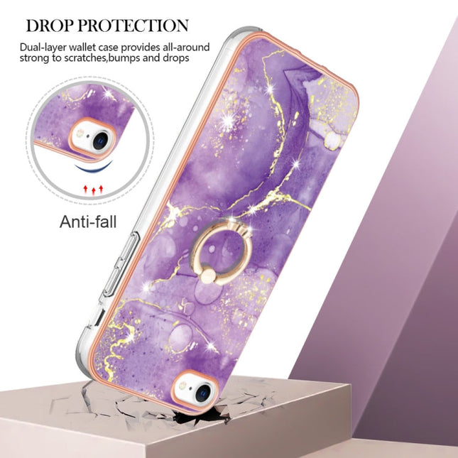 Electroplating Marble Pattern TPU Phone Case with Ring, For iPhone SE 2022 / SE 2020 / 8 / 7, For Motorola Moto G Stylus 2022, For Nokia G20 / G10, For Nokia G21 / G11