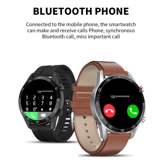 SK7Plus 1.28 inch IPS Screen Leather Strap Smart Watch, Support Bluetooth Call/Sleep Monitoring, Leather Strap (Black), Leather Strap (Brown)