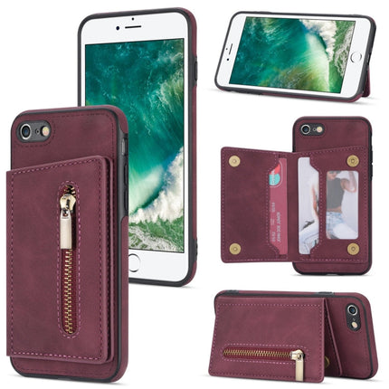 Zipper Card Holder Phone Case, For iPhone SE 2022 / 2020 / 8 / 7, For iPhone 8 Plus / 7 Plus, For iPhone 12 Pro, For iPhone 12 mini