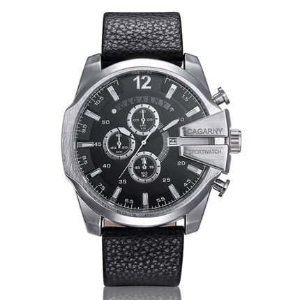 CAGARNY 6839 Irregular Large Dial Leather Band Quartz Sports Watch For Men