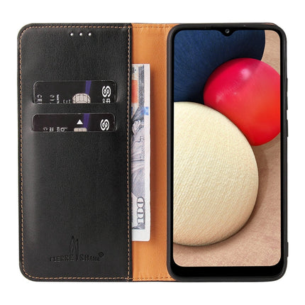 Fierre Shann PU Genuine Leather Texture Leather Phone Case, For Samsung Galaxy A02s, For Samsung Galaxy A12, For Samsung Galaxy A13 5G, For Samsung Galaxy A22 5G, For Samsung Galaxy A33 5G, For Samsung Galaxy A53 5G