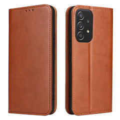 Fierre Shann PU Genuine Leather Texture Leather Phone Case, For Samsung Galaxy A02s, For Samsung Galaxy A12, For Samsung Galaxy A13 5G, For Samsung Galaxy A22 5G, For Samsung Galaxy A33 5G, For Samsung Galaxy A53 5G