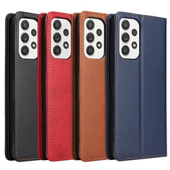 Fierre Shann PU Genuine Leather Texture Leather Phone Case, For Samsung Galaxy A73 5G, For Samsung Galaxy S21 FE 5G