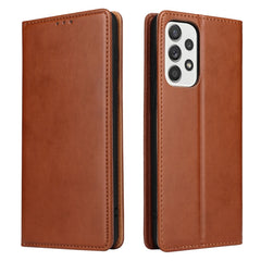 Fierre Shann PU Genuine Leather Texture Leather Phone Case, For Samsung Galaxy A73 5G, For Samsung Galaxy S21 FE 5G