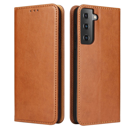 Fierre Shann PU Genuine Leather Texture Leather Phone Case, For Samsung Galaxy S21 FE 5G