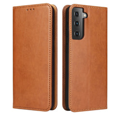 Fierre Shann PU Genuine Leather Texture Leather Phone Case, For Samsung Galaxy A73 5G, For Samsung Galaxy S21 FE 5G