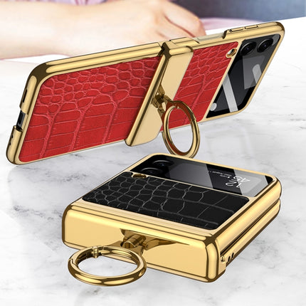 GKK Integrated Plating + Leather Flip Phone Case, For Samsung Galaxy Z Flip3 5G
