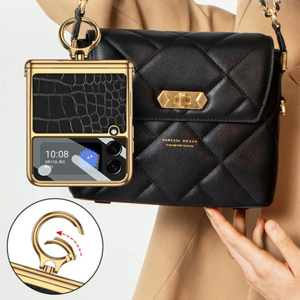 GKK Integrated Plating + Leather Flip Phone Case, For Samsung Galaxy Z Flip3 5G