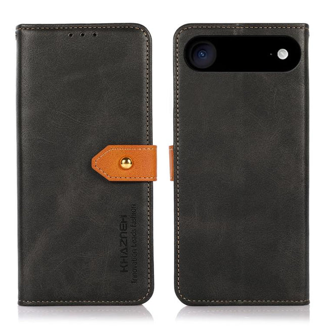 KHAZNEH Dual-color Cowhide Texture Flip Leather Phone Case, For iPhone 17e / 16e, For iPhone 17 Pro Max, For iPhone 17 Pro, For iPhone 17, For iPhone Air, For iPhone 16 Pro Max