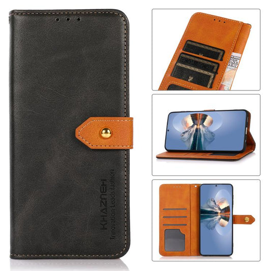 KHAZNEH Dual-color Cowhide Texture Flip Leather Phone Case, For iPhone 16 Pro, For iPhone 16 Plus, For iPhone 16, For iPhone 15 Pro Max, For iPhone 15 Pro, For iPhone 15 Plus