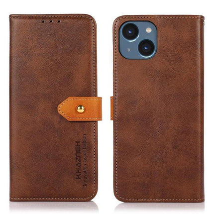 KHAZNEH Dual-color Cowhide Texture Flip Leather Phone Case, For iPhone 15, For iPhone 14 Plus, For iPhone 14, For iPhone 14 Pro, For iPhone 14 Pro Max