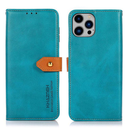 KHAZNEH Dual-color Cowhide Texture Flip Leather Phone Case, For iPhone 15, For iPhone 14 Plus, For iPhone 14, For iPhone 14 Pro, For iPhone 14 Pro Max