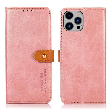 KHAZNEH Dual-color Cowhide Texture Flip Leather Phone Case, For iPhone 15, For iPhone 14 Plus, For iPhone 14, For iPhone 14 Pro, For iPhone 14 Pro Max