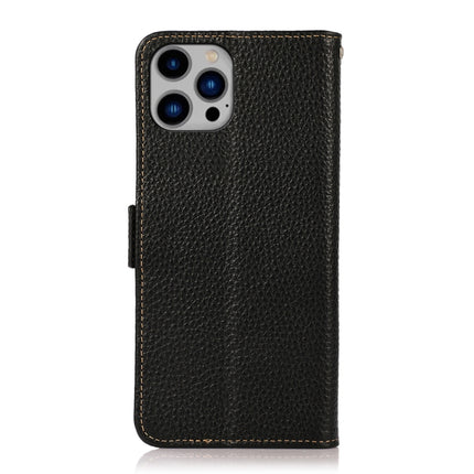 KHAZNEH Side-Magnetic Litchi Genuine Leather RFID Phone Case