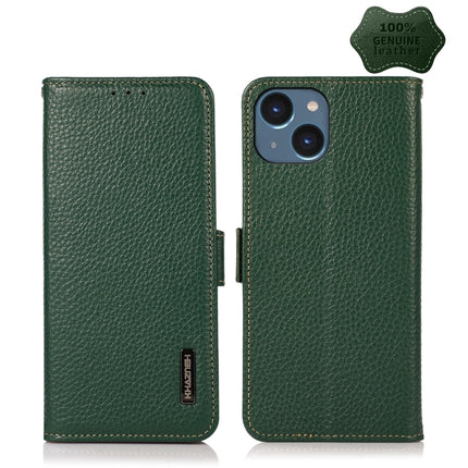 KHAZNEH Side-Magnetic Litchi Genuine Leather RFID Phone Case