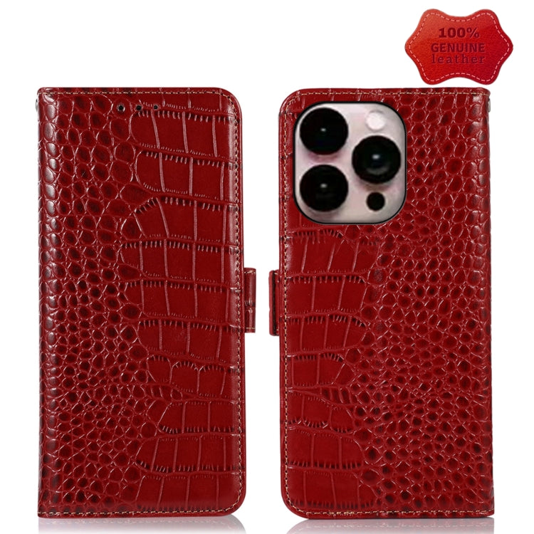 Crocodile Top Layer Cowhide Leather Phone Case, For iPhone 14 Plus, For iPhone 14 Pro Max, For iPhone 14 Pro, For iPhone 14