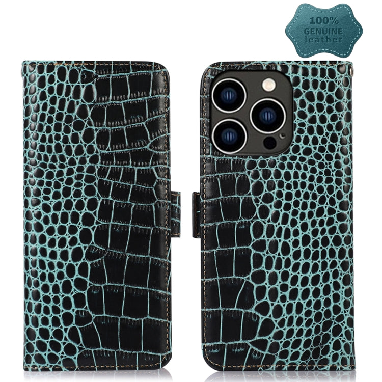 Crocodile Top Layer Cowhide Leather Phone Case, For iPhone 14 Plus, For iPhone 14 Pro Max, For iPhone 14 Pro, For iPhone 14