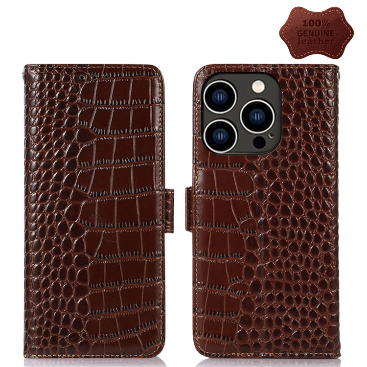 Crocodile Top Layer Cowhide Leather Phone Case, For iPhone 14 Plus, For iPhone 14 Pro Max, For iPhone 14 Pro, For iPhone 14