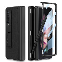 GKK Magnetic Hinge Plain Leather Phone Flip Case with Pen Box, For Samsung Galaxy Z Fold3 5G