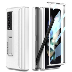 GKK Magnetic Hinge Plain Leather Phone Flip Case with Pen Box, For Samsung Galaxy Z Fold3 5G