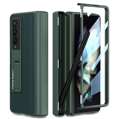 GKK Magnetic Hinge Plain Leather Phone Flip Case with Pen Box, For Samsung Galaxy Z Fold3 5G