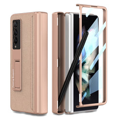 GKK Magnetic Hinge Plain Leather Phone Flip Case with Pen Box, For Samsung Galaxy Z Fold3 5G