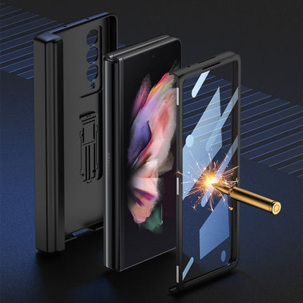 GKK Magnetic Hinge Plain Leather Phone Flip Case with Pen Box, For Samsung Galaxy Z Fold3 5G