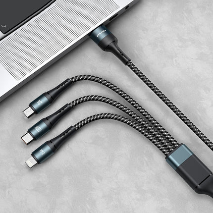 awei CL-972 Type-C / USB-C + 8 Pin + Micro USB 3 In 1 Fast Charging Data Cable, Length: 1.2m