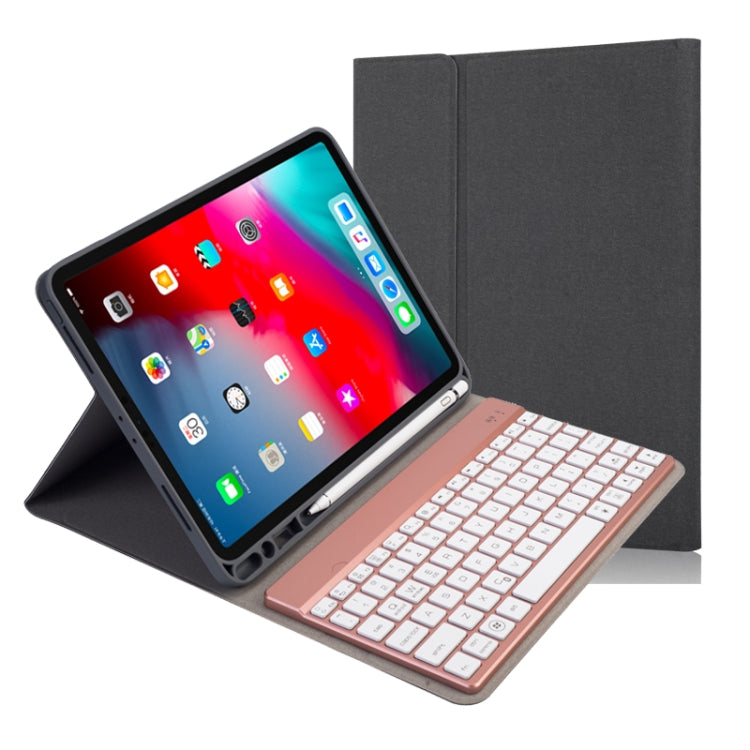 RK11A Backlight TPU Multi Color Light Bluetooth Keyboard Horizontal Flip Leather Case for iPad Pro 11 2020 / 2018 with Holder & Pen Slot