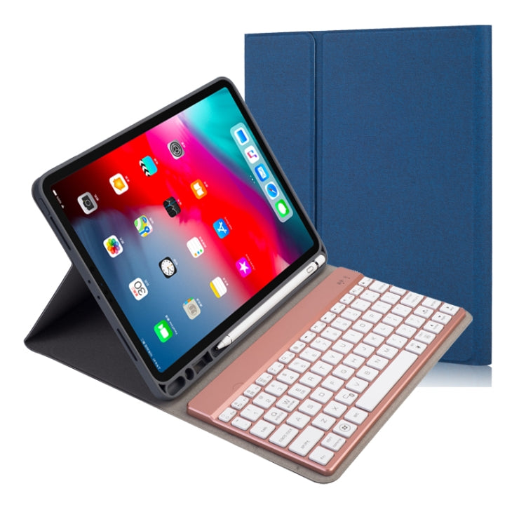 RK11A Backlight TPU Multi Color Light Bluetooth Keyboard Horizontal Flip Leather Case for iPad Pro 11 2020 / 2018 with Holder & Pen Slot