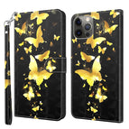 For iPhone 14 Pro / Gold Butterflies