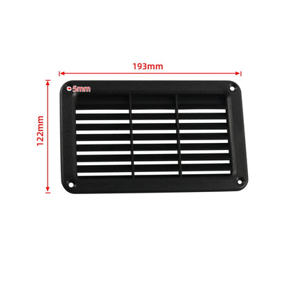 A6788 193x122mm Black Rectangle Louvered Ventilation Plastic Venting Panel Cover, 193x122mm