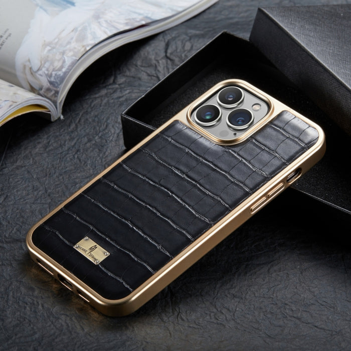 Crocodile Texture Electroplating PU Phone Case, For iPhone 13, For iPhone 13 Pro, For iPhone 13 Pro Max, For iPhone 12 / 12 Pro, For iPhone 12 Pro Max