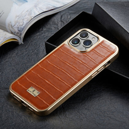 Crocodile Texture Electroplating PU Phone Case, For iPhone 13, For iPhone 13 Pro, For iPhone 13 Pro Max, For iPhone 12 / 12 Pro, For iPhone 12 Pro Max