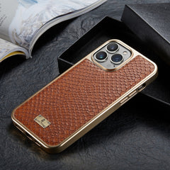 Snake Texture Electroplating PU Phone Case, For iPhone 11 Pro Max